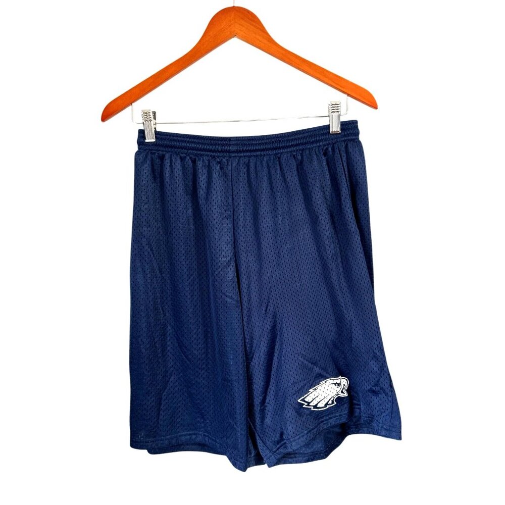 Navy Blue A4 Mens Large Mesh Athletic Shorts With Embroidered Eagle Logo
